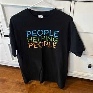 Black T-Shirt with Colorful Text